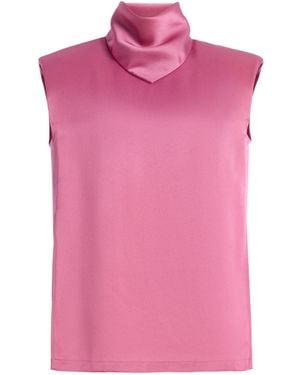 Bevza Exclusive Hustka Satin Scarf-Neck Top - Pink