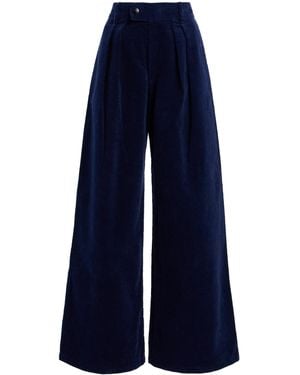 House of Aama Cotton Corduroy Wide-Leg Trousers - Blue