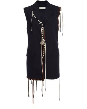 Dries Van Noten Bimbila Whipstitched Wool Vest - Black