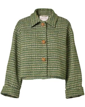 Carolina Herrera Cropped Cotton-Blend Tweed Jacket - Green