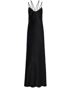 Anna October Natalie Open-Back Satin Maxi Slip Dress - Black