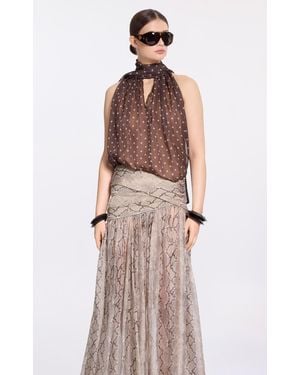 Elie Saab Print Chiffon Top - Brown