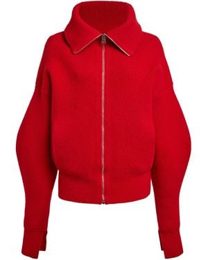 Givenchy High Neck Knit Cardigan - Red