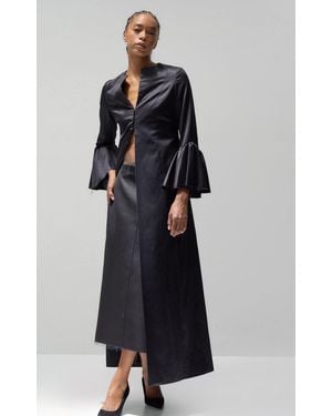 Lein Hayes Cotton-Blend Satin Duster Jacket - Black