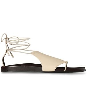 The Row Vivienne Lace-Up Leather Sandals - White