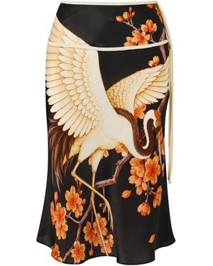 ROAME. Natasia Silk-Blend Midi Skirt - Black