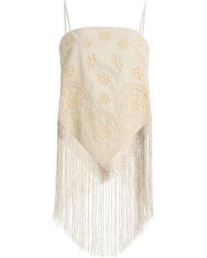 Sea Rafina Fringed Eyelet Cotton Top - Natural