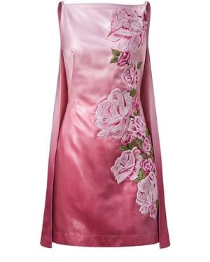 La Fuori Rose Armour Embroidered Mini Dress - Pink