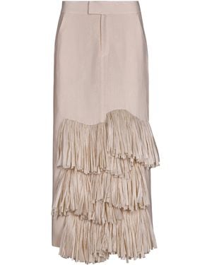 Johanna Ortiz Ciudad Perdida Fringed Organic Linen-Blend Maxi Skirt - Natural