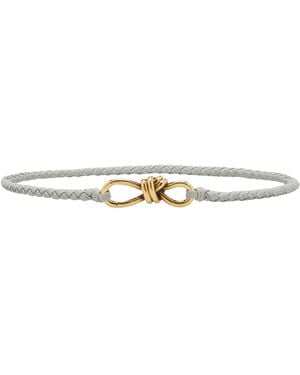 Bottega Veneta Andiamo Intreccio Leather Belt - Grey