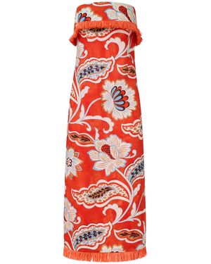 ROAME. Tamara Firinge Linen Maxi Dress - Red