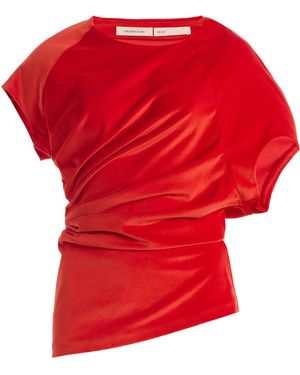 Colleen Allen Spiral Cotton Velvet Top - Red