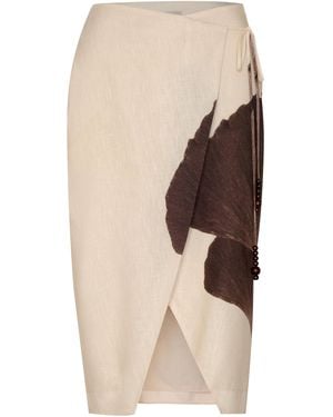 ANDRES OTALORA Flashed Wrapped Linen Midi Skirt - Natural