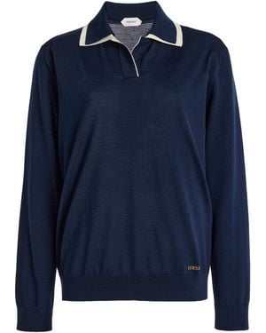 Versace Knit Polo Jumper - Blue