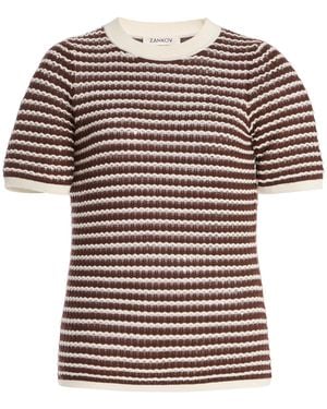 Zankov Charlotte Pointelle-Knit Wool Top - Multicolor