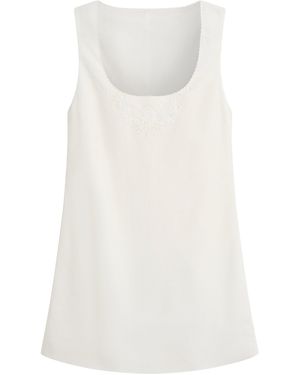 Posse Odette Embroidered Ramie-Cotton Mini Dress - White