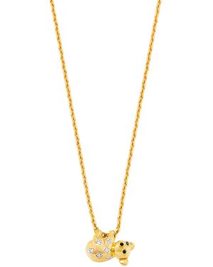Yvonne Léon Koala 9K Diamond And Enamel Necklace - Metallic