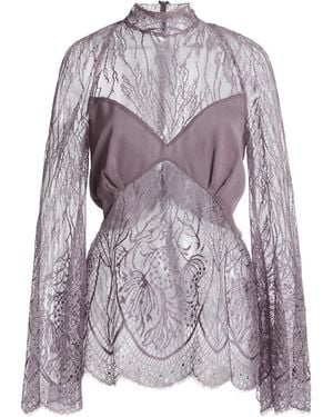 Zuhair Murad Georgette Lace Blouse - Purple