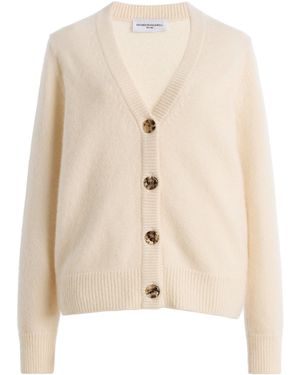 Brandon Maxwell Tate V-Neck Cashmere-Silk Cardigan - Natural