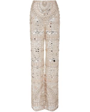 Zuhair Murad Embroidered Trousers - Natural