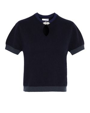 Barrie Crystal Cashmere Top - Blue