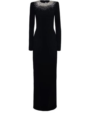 Naeem Khan Crystal-Embellished Crepe Evening Gown - Black