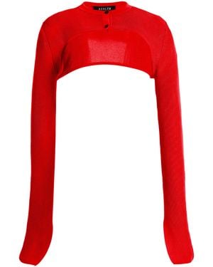 Ashlyn Liliana Cropped Micro-Cardigan - Red