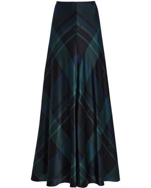 Brandon Maxwell Exclusive Silk Maxi Skirt - Blue