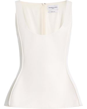 Brandon Maxwell Briar Structured Wool Silk Tank Top - White