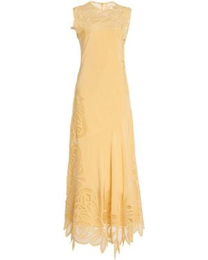 Ulla Johnson Idra Embroidered Silk Crepe De Chine Maxi Dress - Metallic