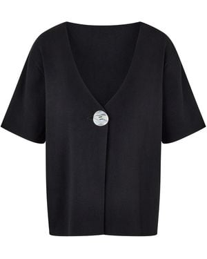 ELCE Exclusive Inka Buttoned Tencel Top - Black