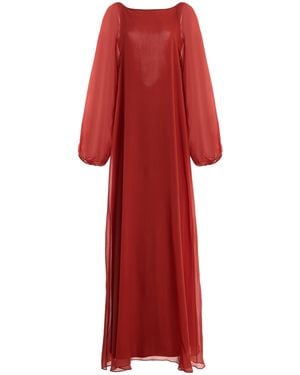 SEV Open-Back Silk-Chiffon Maxi Caftan Dress - Red