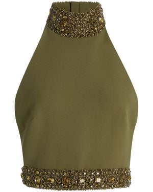 Zuhair Murad Embellished Cady Crop Top - Green