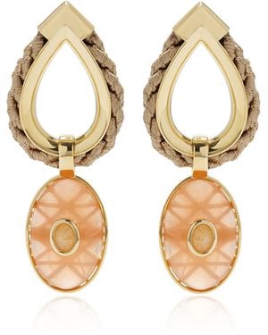 Eddie Borgo Robinson 12k Gold-plated Brass Amber And Aragonite Earrings - Metallic