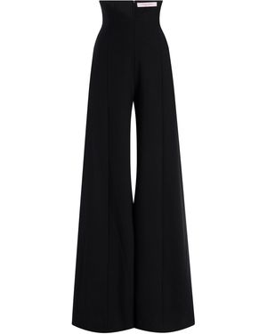 Carolina Herrera V-Waist Wool Suiting Wide-Leg Trousers - Black