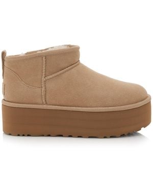 UGG Classic Ultra Mini Sheepskin Platform Boots - Brown