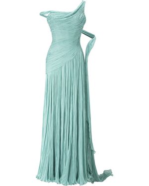Marmar Halim Asymmetric Chiffon Maxi Dress - Green