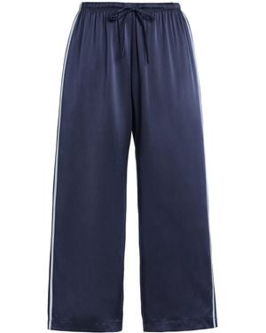 DONNI. Striped Silk Wide-Leg Cropped Pants - Blue