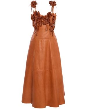 Ulla Johnson Sabrina Leather Midi Dress - Brown