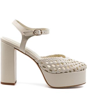 Andrea Gomez Beatriz Woven Leather Platform Sandals - White