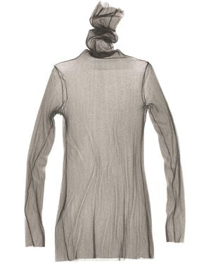 Cortana Cisne Sheer Silk-Blend Top - Grey
