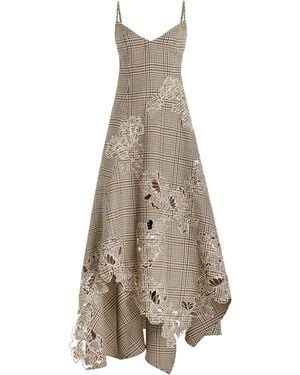 Oscar de la Renta Peony-appliqued Wool Maxi Dress - Natural