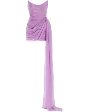 Oscar de la Renta Draped Silk-chiffon Mini Dress - Purple
