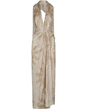 Johanna Ortiz Summer Counts Scarf-detailed Satin Jacquard Gown - Natural