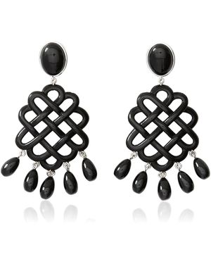 Julietta Melina Rhodium-Plated Brass Resin Earrings - Black