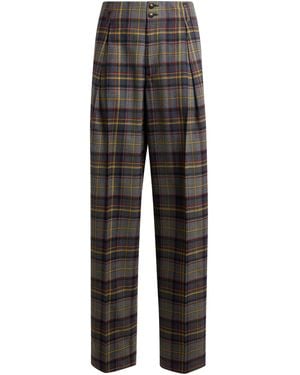 Etro Wool-Blend Wide-Leg Trousers - Black