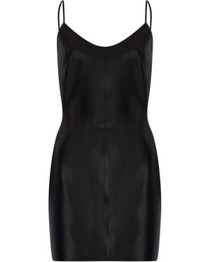 Zeynep Arcay Backless Leather Mini Party Dress - Black