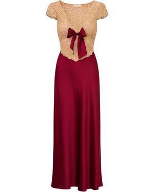 LoveShackFancy Vitto Lace And Charmeuse Maxi Dress - Red