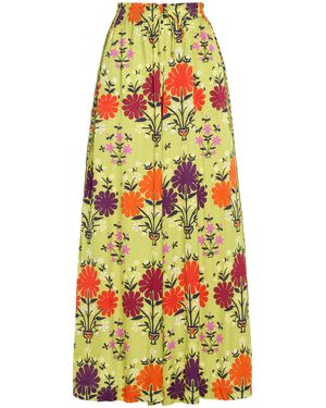BOTEH Eden Printed Twill Wide-Leg Pant - Green