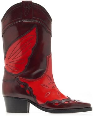Ganni High Texas Boots - Red